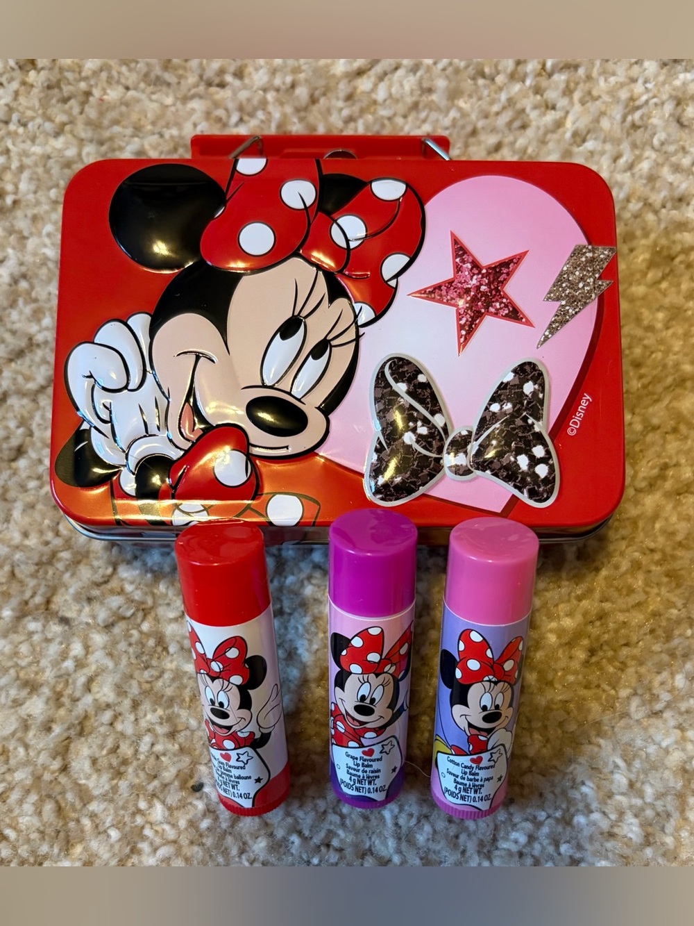 Disney Minnie Mouse Lip Balm Tin Set New